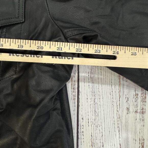 Levi’s Faux Leather Sherpa Lined Trucker Jacket Men’s XL Black Snap Front - Picture 6 of 13